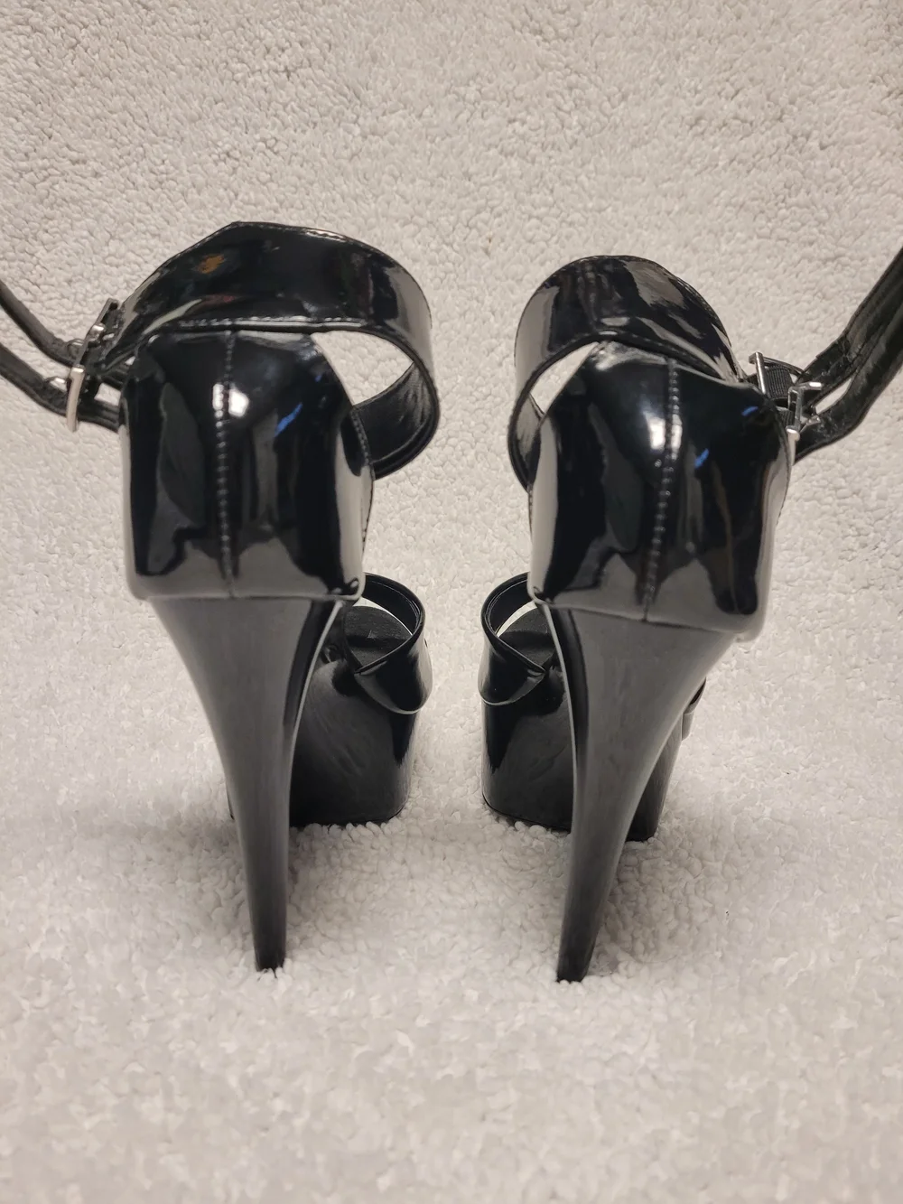 Ellie Black Patent Platform Ankle-Strap Heels